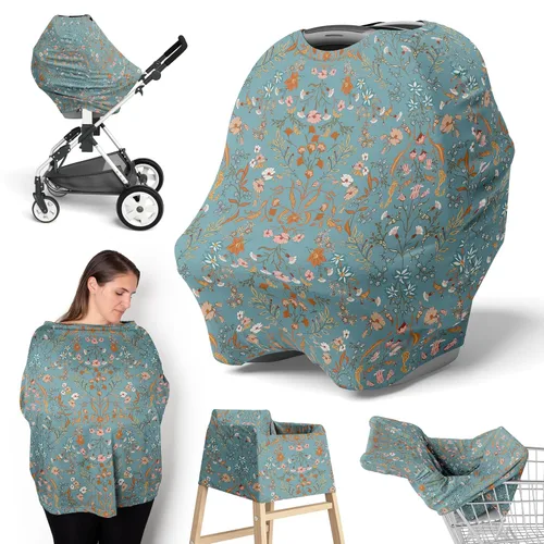 Miniatura 11 de Sweet Jojo Designs Funda de asiento de coche para bebé, color rosa rubor, estilo bohemio, Shabby Chic floral, para lactancia, silla alta, carrito