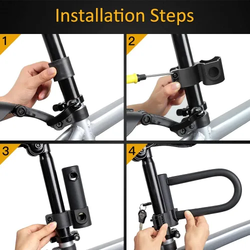 Miniatura 6 de Bloqueo en U para bicicleta de alta resistencia, grillete de 0.630 in y cable de seguridad de 4 pies/6 pies de longitud con soporte de montaje Small