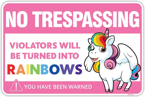 Venicor Cartel de unicornio – 8 x 12 pulgadas – Aluminio – Bonito regalo de unicornio – Póster de unicornio para habitación de niñas, puerta,