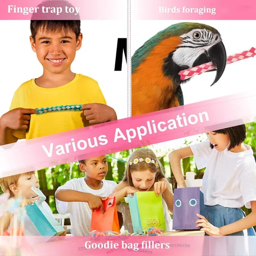 Miniatura 4 de Syhood 12 trampas chinas para dedos de bambú para niños y adultos, juguete para masticar pájaros, picador de forrajería, juguetes divertidos