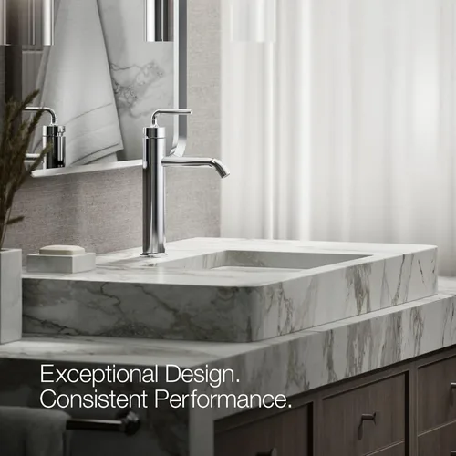 Miniatura 3 de Kohler K-14410-4-BGD Purist - Grifo para lavabo de baño con manijas de palanca baja y boquilla baja, 14404-4A-CP