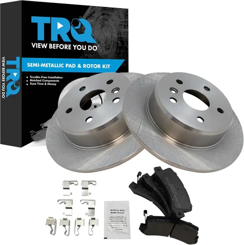 Miniatura 115 de TRQ Juego de pastillas de freno semimetálicas traseras y rotores compatibles con Chevrolet Trailblazer 02-06 Trailblazer EXT 04-06 SSR 02-07 GMC