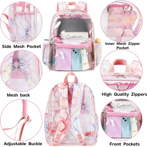 Miniatura 153 de CAMTOP Mochila transparente resistente y transparente para estudiantes, escuela, trabajo, festival, viajes, deportes, Beige, Mediana, Camtop Mochila