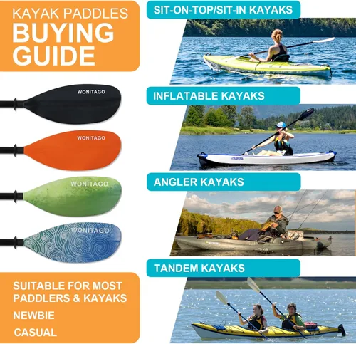 Miniatura 5 de Remos de Kayak con Eje de Aleación y Pala de PP, Remos Flotantes para Kayak, Ajustables 230-250 cm/90-98 Pulgadas, 210-230 cm/82-90 Pulgadas Verde