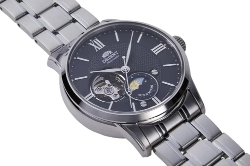 Miniatura 3 de ORIENT Reloj mecánico clásico semi esquelético Sun & Moon RN-AS0001B para hombre