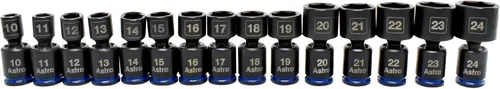 Miniatura 6 de Astro Pneumatic Tool 78344 Dados de Impacto Universal Métricos Nano de 3/8" Drive sin Pasadores (10 Piezas)