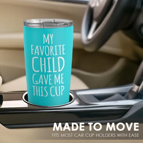 Miniatura 5 de SANDJEST Vaso de regalo para mamá de parte de su hijo, hija – My Favorite Child Gave Me This Cup Taza de viaje aislada de 20 onzas – Impresionante