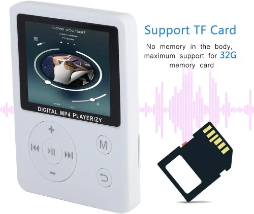 Miniatura 3 de MP3 portátil ligero y delgado, reproductor de música MP4 con altavoz auricular HiFi sin pérdida de sonido y ranura para tarjeta TF, reproductor