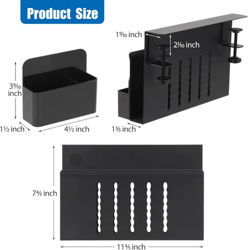 Miniatura 2 de Almacenamiento lateral de escritorio, soporte para laptop debajo del escritorio, organizador de archivos colgante lateral de mesa, sin abrazadera
