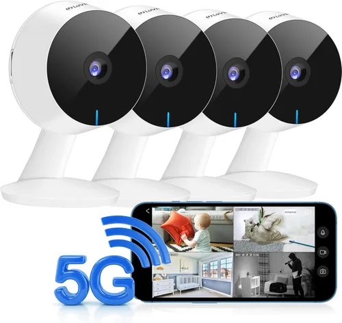 Miniatura 10 de LaView Cámaras de seguridad de 4 piezas, cámara de seguridad para el hogar para interiores, 1080P, cámaras Wi-Fi con cable para mascotas, detección