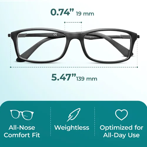 Miniatura 6 de Prospek Lentes de lectura de luz azul para hombres y mujeres, para uso en computadora, protección de luz azul, lente transparente de 0 a +3.0 Gris