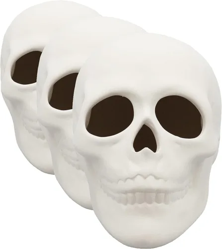 Calavera de cerámica lista para pintar, 5 pulgadas de largo x 4 pulgadas de alto, actividad de manualidades de Halloween, incluye cómo pintar tu