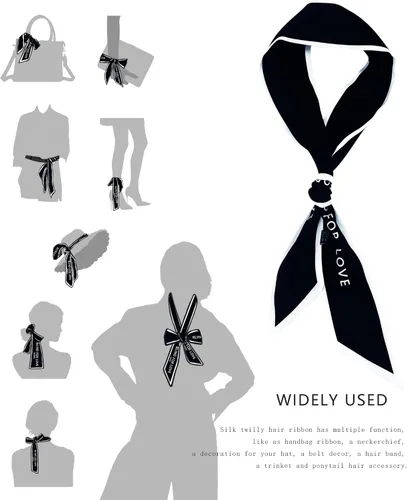 Miniatura 16 de Women's Designer Neckerchief Handbag Handle Ribbon Fashion Scarf Letter Printed Hair Tie
