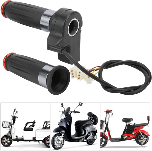 Miniatura 2 de Acelerador de agarre de acelerador de velocidad de 3 velocidades, par de empuñaduras de acelerador de bicicleta eléctrica, mango universal