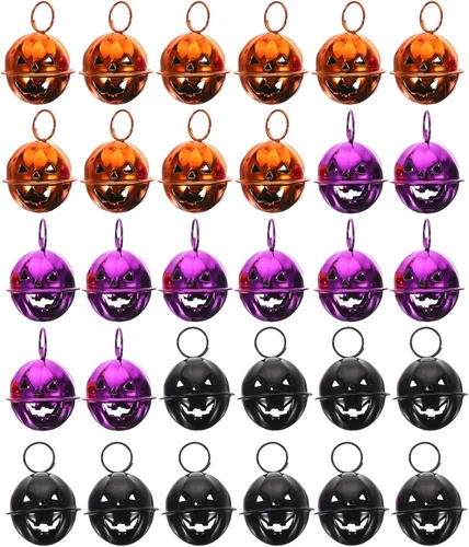 Campanas de calabaza de Halloween, cascabeles pequeños de metal para decoración de fiestas, suministros de manualidades con sonido claro, mini