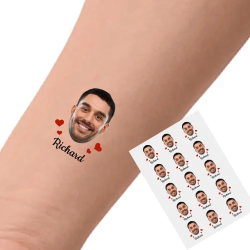 Miniatura 33 de YESCUSTOM Tatuajes temporales personalizados con foto, tatuaje facial personalizado con logotipo para adultos, parejas, mujeres, hombres, tatuajes