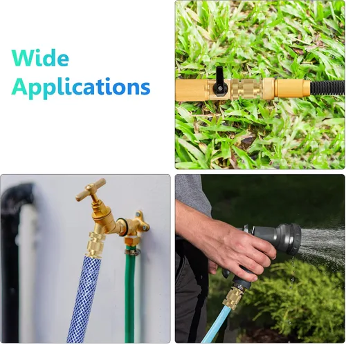 Miniatura 5 de Manguera de jardín de latón macizo resistente, accesorios de conexión rápida, paquete de 6 unidades de 3/4 pulgadas con 20 arandelas adicionales