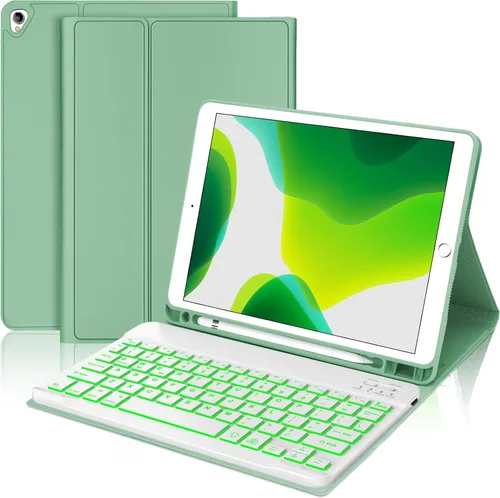 Miniatura 10 de Funda con teclado táctil para iPad de 9ª/8ª/7ª generación de 10.2 pulgadas, Pro 10.5, Air 3ª generación, funda inteligente con soporte para lápices