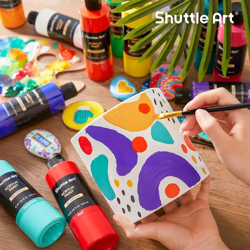 Miniatura 6 de Shuttle Art 12 colores de pintura acrílica, botellas de 250 ml/8.45 oz, juego de pintura acrílica, pigmentos ricos, suministros de pintura a granel