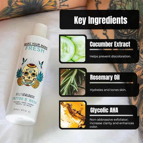 Miniatura 2 de Billy Jealousy Make Your Mark Fresh Tattoo Wash, Cleansing and Hydrating Tattoo Aftercare Enriched With Cucumber and Rosemary