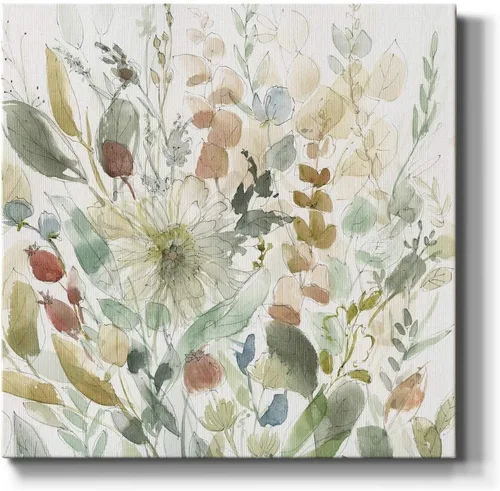 WEXFORD HOME Cuadro Premium en Lienzo con Envoltura de Galería Floral Multicolor para Pared, Arte Abstracto Floral Romántico Moderno, Impresión para
