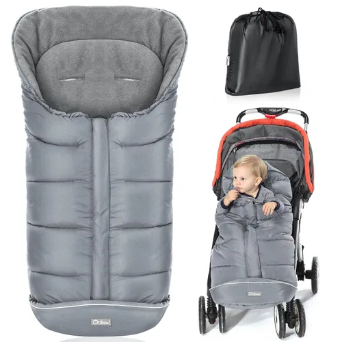 Miniatura 8 de Orzbow Saco universal para cochecito, saco de dormir cálido para invierno, impermeable y resistente al viento con forro de polar cálido para Negro