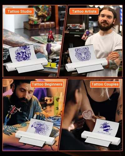 Miniatura 2 de COLORWING M08F - Impresora inalámbrica portátil de plantillas de tatuajes, máquina térmica sin tinta Bluetooth para plantillas de tatuajes con 10