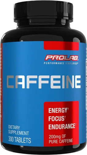 ProLab Tabletas de cafeína de 200 mg - 300 unidades | Apoyo energético, ayuda a mejorar la resistencia y la concentración mental, reducir la fatiga,