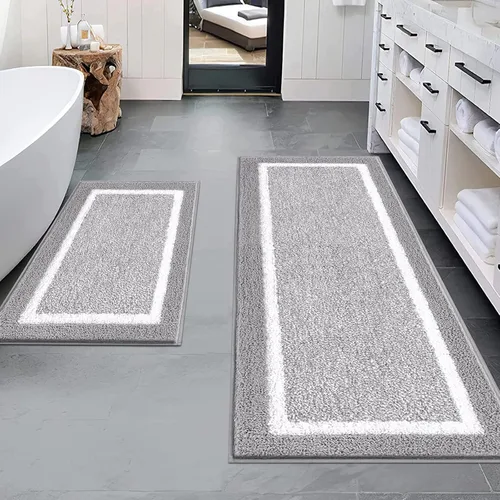 Miniatura 27 de Pauwer Juego de baño, alfombras de baño antideslizantes, alfombras de ducha absorbentes para suelo de baño, bañera y ducha, color azul aguamarina