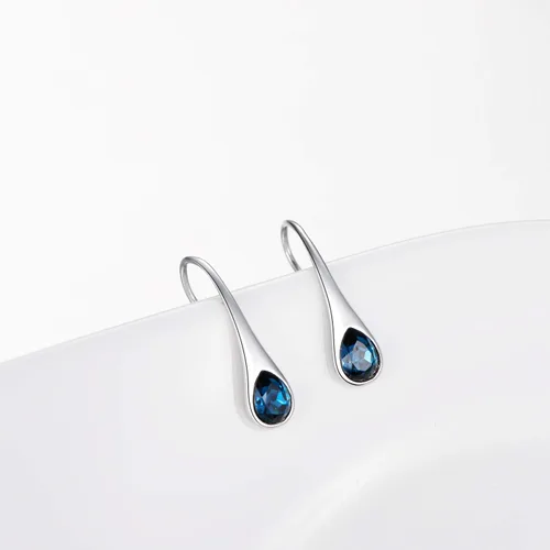 Miniatura 3 de Aretes de gancho de plata de ley 925 con forma de pera pequeña con cristales de Austria Plata de ley Cristal de Austria Plata de ley Cristal