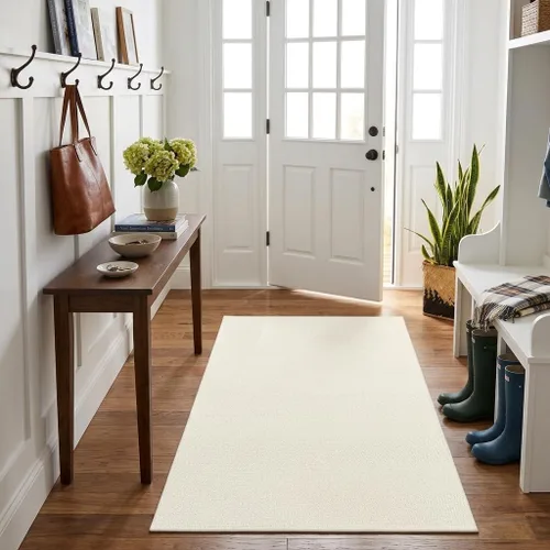 Miniatura 11 de LEEVAN Alfombra de Área Lavable de 4 x 6 pies, Alfombra de Algodón Tejida a Mano para Sala de Estar, Alfombras Trenzadas Blancas para Dormitorio