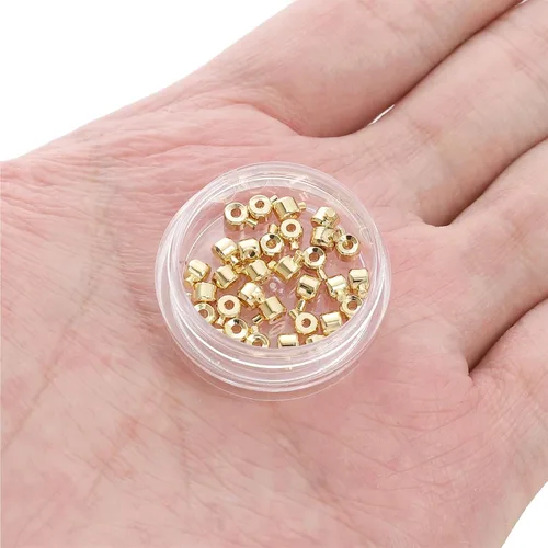 Miniatura 6 de BEADIA - Hebilla de línea de pesca cilíndrica chapada en oro de 14 quilates, tapas de extremo de 3.2 mm, 30 piezas para hacer joyas
