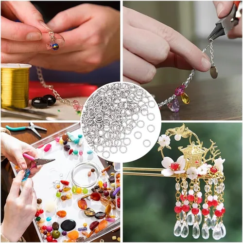 Miniatura 5 de UNICRAFTALE 300 anillos de salto abiertos de acero inoxidable 304 de 0.236 pulgadas, anillos redondos trenzados para hacer joyas, manualidades