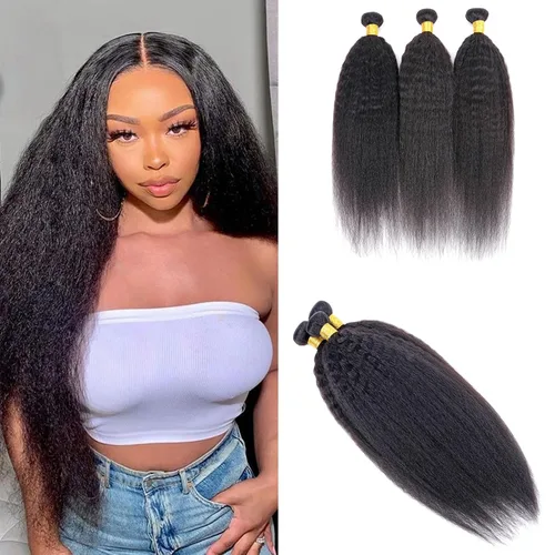 Miniatura 65 de Paquetes de cabello afro rizado y kinky, extensiones de cabello humano de 8 pulgadas, tejido rizado sin procesar, doble entretejido, virgen