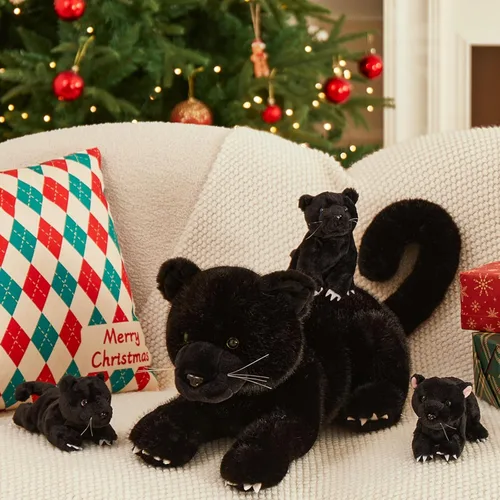 Miniatura 4 de MorisMos Animal de Peluche Pantera Negra con Bebés, 18 pulgadas, Mamá Grande y Bebé Juguetes de Pantera de Peluche para Niños y Niñas, Paquete de 4
