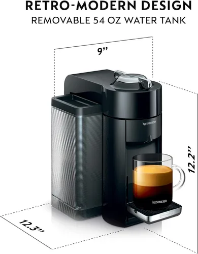 Miniatura 2 de Máquina de café y espresso Nespresso Vertuo de De'Longhi, color negro piano con espumador de leche Aeroccino Negro (Piano Black)