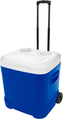 Miniatura 4 de Igloo Hielera de rodillos con ruedas, color blanco/azul, 60 cuartos de galón