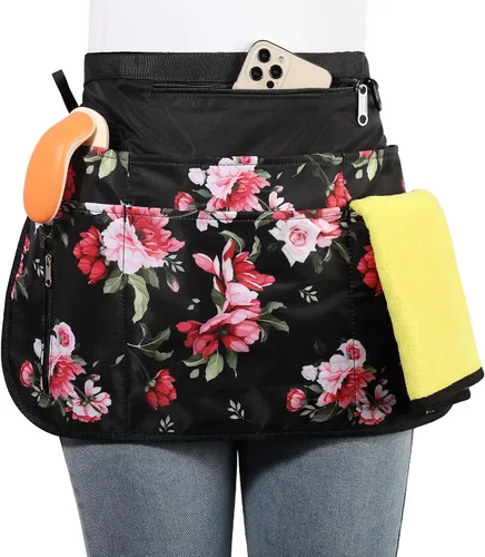 Miniatura 9 de Bafelia Delantal de limpieza para mujer con 7 bolsillos, delantal profesional impermeable para trabajo de limpieza