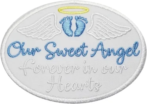 Our Sweet Angel - Parche de memoria para planchar o coser, color azul, parches conmemorativos bordados, Forever in Our Hearts, pérdida infantil,