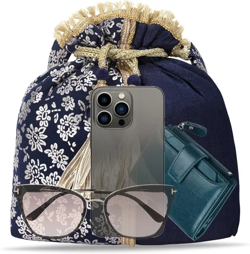 Miniatura 9 de Aheli Bolso de mano de seda bordada de diseño étnico para mujer (P24)
