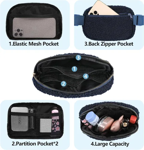 Miniatura 138 de Riñonera cruzada para mujeres y hombres, bolsa para cinturón para senderismo con correa ajustable, riñonera para correr, entrenamiento, deportes