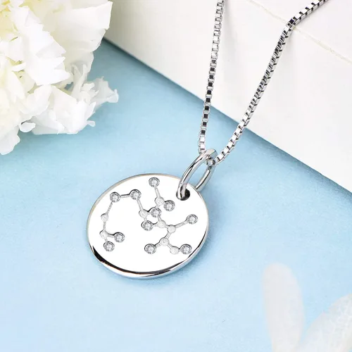 Miniatura 4 de YL Collar de plata de ley con diseño de constelación para mujer, diseño de astrología, moneda, disco y horóscopo