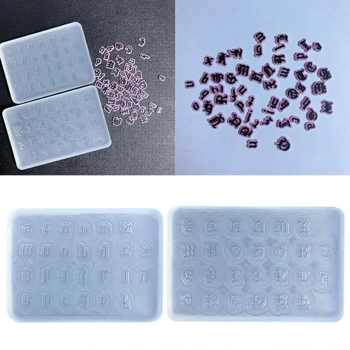 Miniatura 2 de Molde de silicona de resina gótica, colgante de letra inglesa, molde de resina gótica para hacer joyas, llavero de letras epoxi artesanal