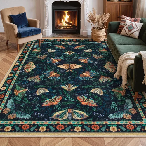 Miniatura 18 de Lahome Alfombra de Otoño Selva 5 x 7 pies para sala de estar y dormitorio, lavable a máquina, alfombra suave de atardecer para niños para sala