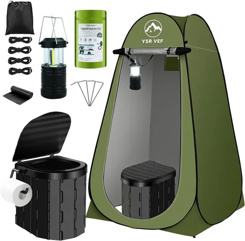 Miniatura 8 de Portable Toilet Kit, Camping Toilet with Pop-Up Privacy Tent and Poo Gel Toilet Bags, Washable Portable Outdoor Showers Changing Rooms