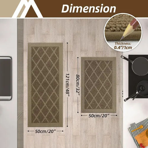 Miniatura 2 de COSY HOMEER Tapetes de cocina, 2 alfombras de cocina antideslizantes, lavables, absorbentes, para suelo de cocina, 100% polipropileno, alfombra