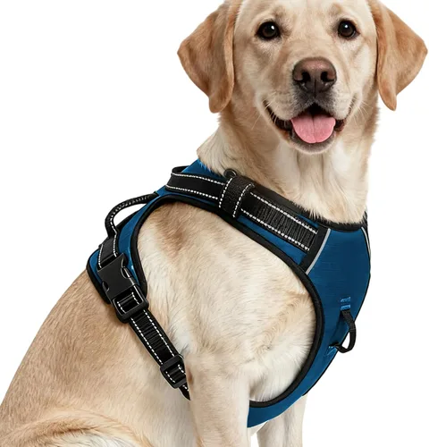Miniatura 144 de Arnés para perro sin tirones, chaleco reflectante ajustable y acolchado para mascotas con asa de fácil control, fácil de llevar con nudo elegante