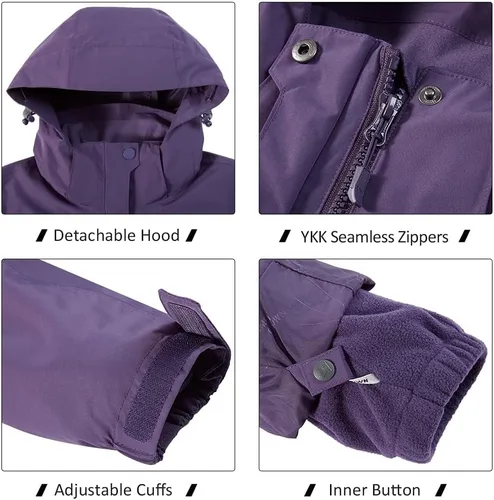 Miniatura 15 de CAMEL CROWN Chaqueta de esquí impermeable 3 en 1 para mujer, abrigo de invierno rompevientos, chaquetas de snowboard para lluvia, nieve, senderismo