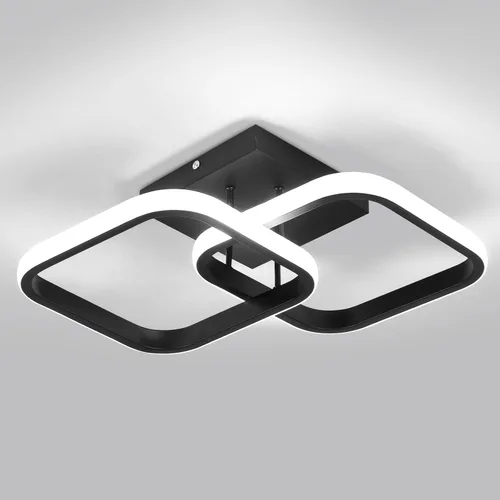 CANEOE Lámpara LED de techo para pasillo, lámpara cuadrada moderna, acabado cromado de 6000 K, accesorio de iluminación interior para sala de estar,