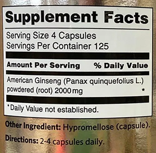 Miniatura 3 de Hsu's Ginseng SKU 1005 Cápsulas de ginseng americano, 500 unidades Ginseng americano cultivado del condado de Marathon, Wisconsin, EE. UU.
